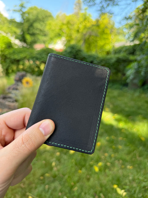 Cevanto black and green leather wallet front view